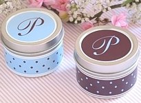 Light Blue and Brown wedding favor containers